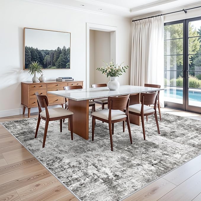8x8 Square Area Rug Living Room – Non-Slip Washable Large Floor Carpet