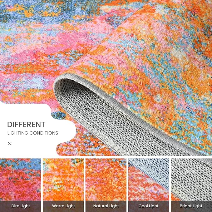 2x6 Rainbow Rug Runners for Hallways Kitchen Runner Rug Non Slip Washable