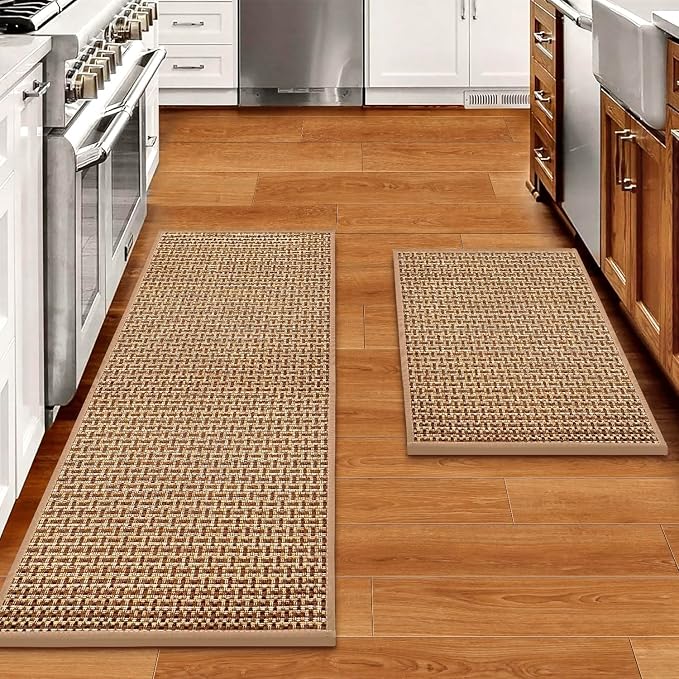 eqivei Kitchen Rugs and Mats Non Skid Washable Set of 2 PCS, Absorbent Runner