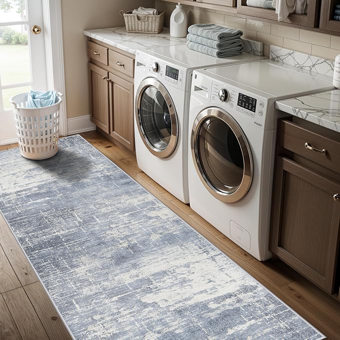 Hallway 2x8 Washable Runner Rug: Abstract Stain Resistant Kitchen Entryway Rugs