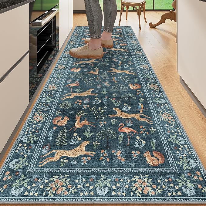 DUKINO 2.6x8 Rug for Hallway, Washable Kitchen Runner Rug