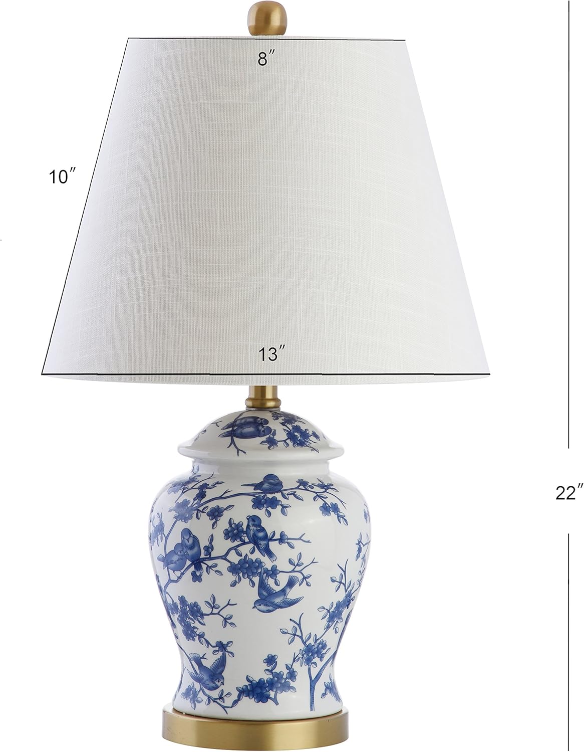 JONATHAN Y Penelope Ginger Jar 22" LED Table Lamp, Blue/White