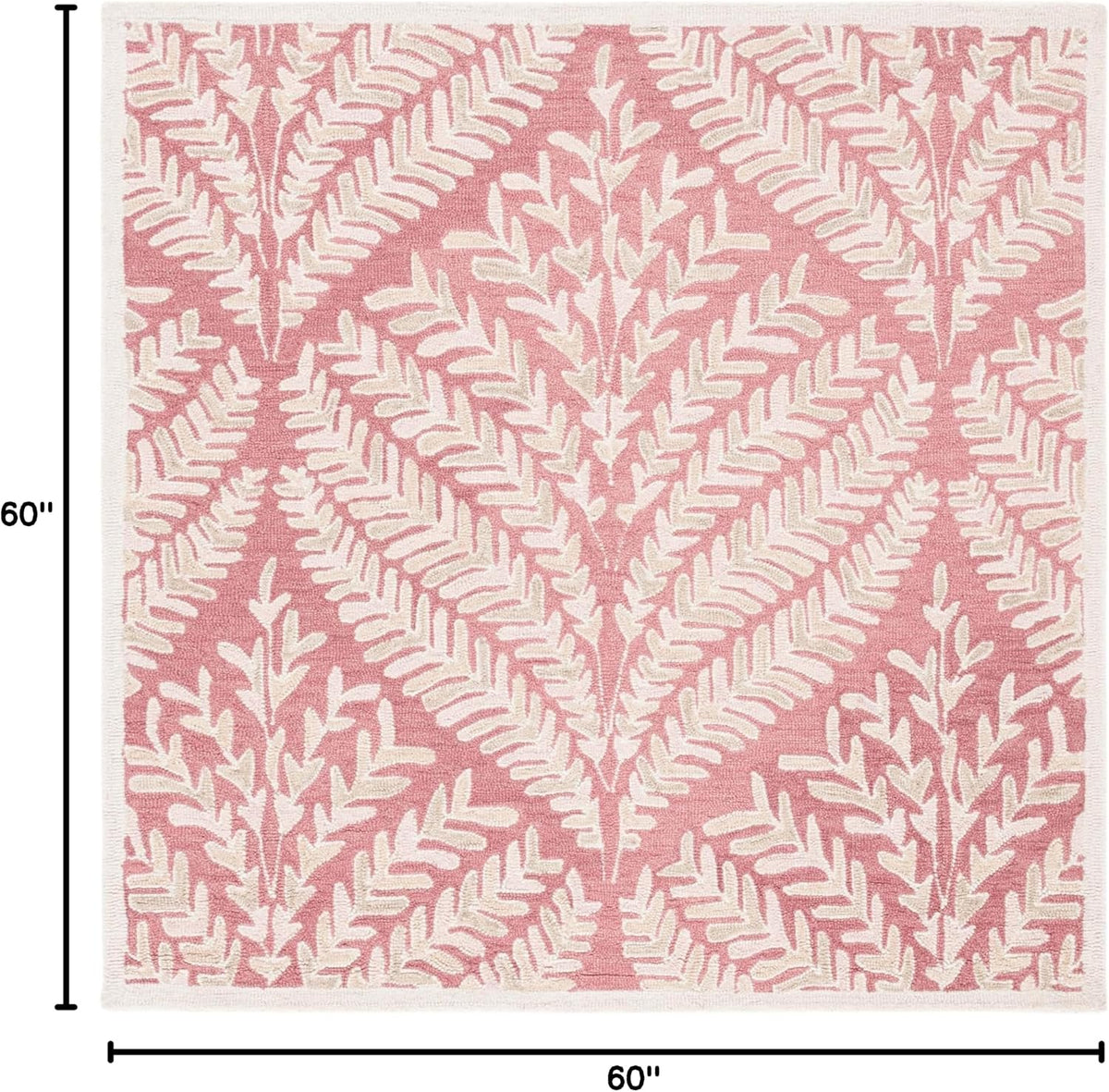 SAFAVIEH Capri Collection Area Rug - 5' Square, Pink & Ivory, Handmade Wool, Ideal for High Traffic Areas in Living Room, Bedroom (CPR208R)