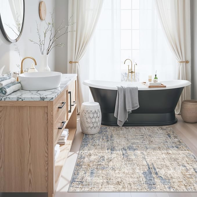 4x4 Square Entryway Rug Washable – Non-Slip Small Area Rug