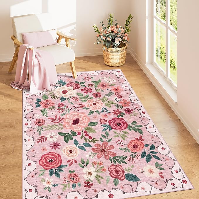 DUKINO 4x6 Area Rug, Floral Rugs
