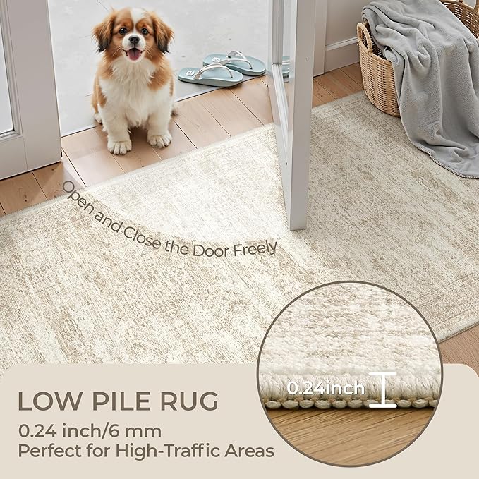 3x6 Runner Rug Non Slip, Thin Entryway Washable Rug