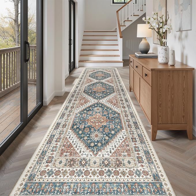 Madane Hallway Rug 3x10, Kitchen Rugs Washable Entryway Rug Vintage Kitchen