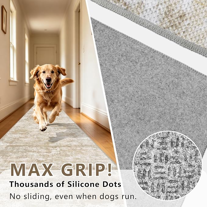 Runners for Hallways Non-Slip 2x8 Washable Kitchen Rug Abstract Tear and Stain