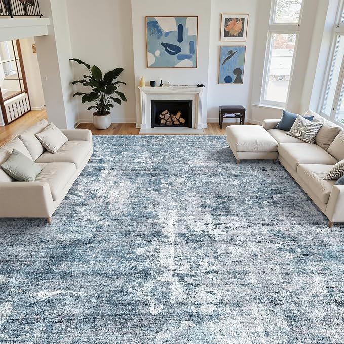 Soalmost 10x14 Area Rugs for Living Room, Non Slip Machine Washable Vintage Rugs