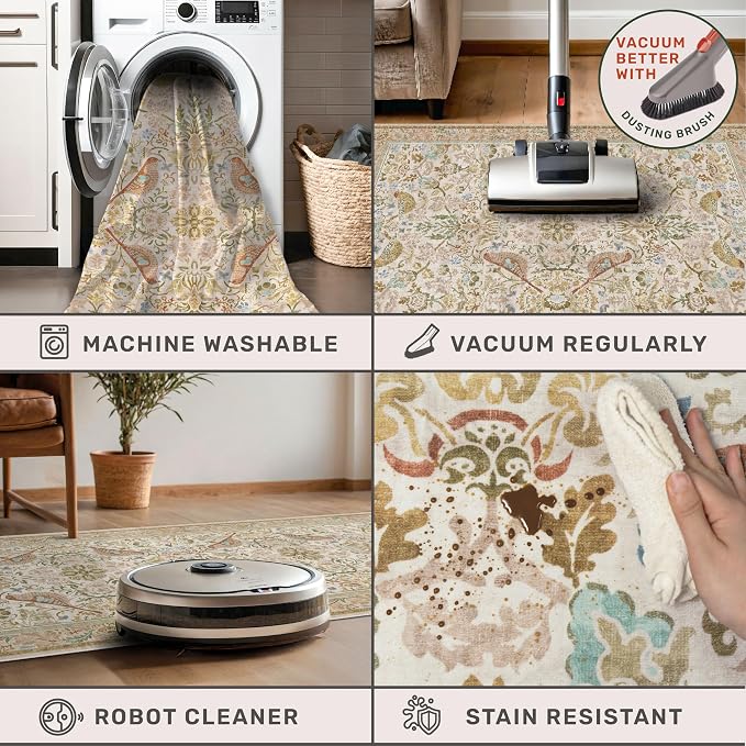 Washable Area Rugs 5x8 for Bedroom
