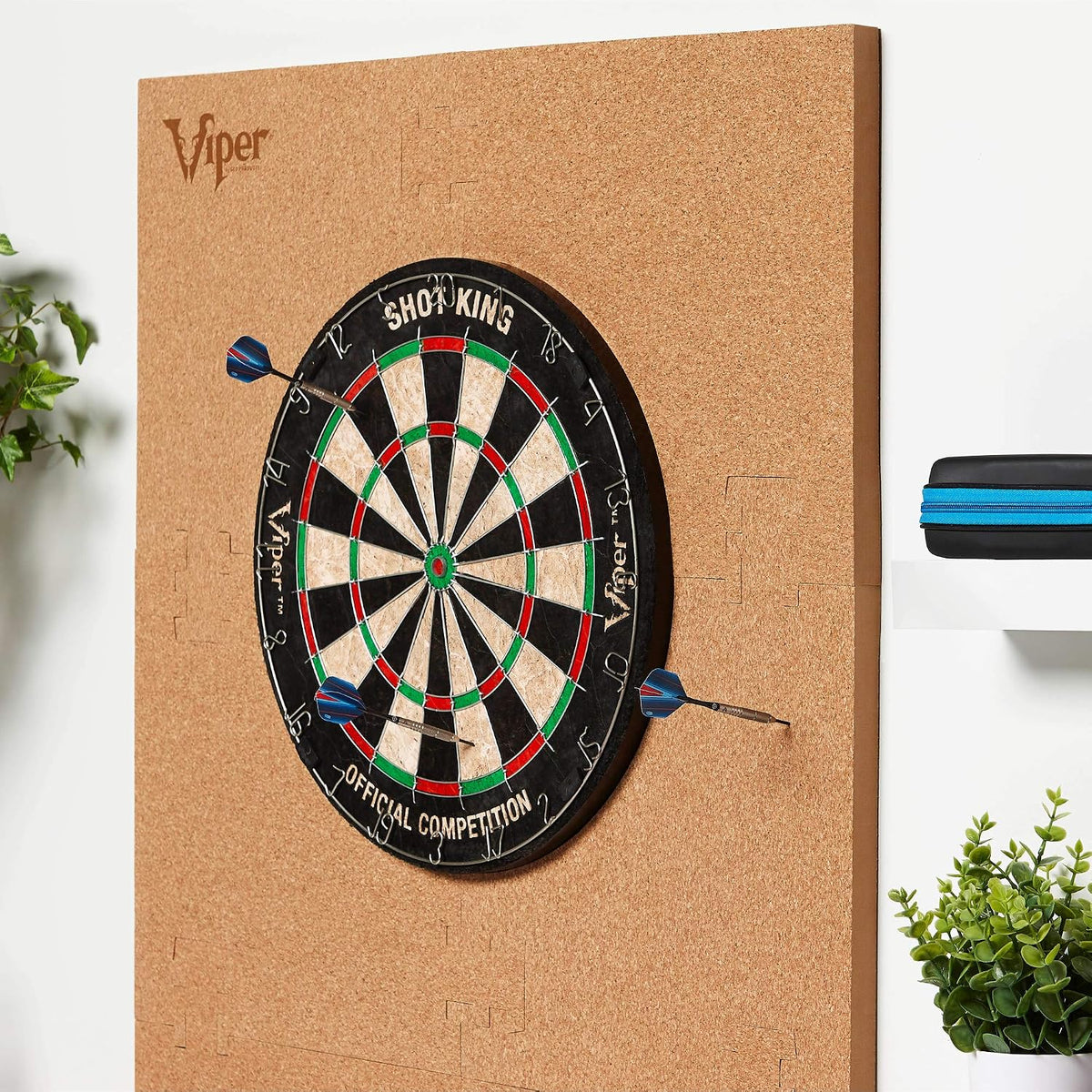 Viper Wall Defender III Cork Dartboard Surround, Reversible Cork Dart Board Wall Protector for 17.75 and 18 Inch Sisal Bristle Dartboards, 8.2 Sq Ft, Tan