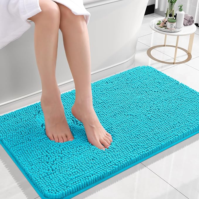 OLANLY Small Bathroom Rugs 24x16, Extra Soft Absorbent Chenille Bath Rugs