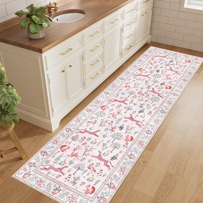 DUKINO 2.6x8 Rug for Hallway, Washable Kitchen Runner Rug