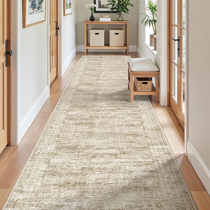 Washable Runner Rug 2.5x12, Non-Slip Long Bathroom Rugs Runner
