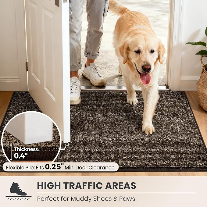PURRUGS Dirt Trapping Door Mat 34" x 59", Non-Slip Machine Washable Entry Rug