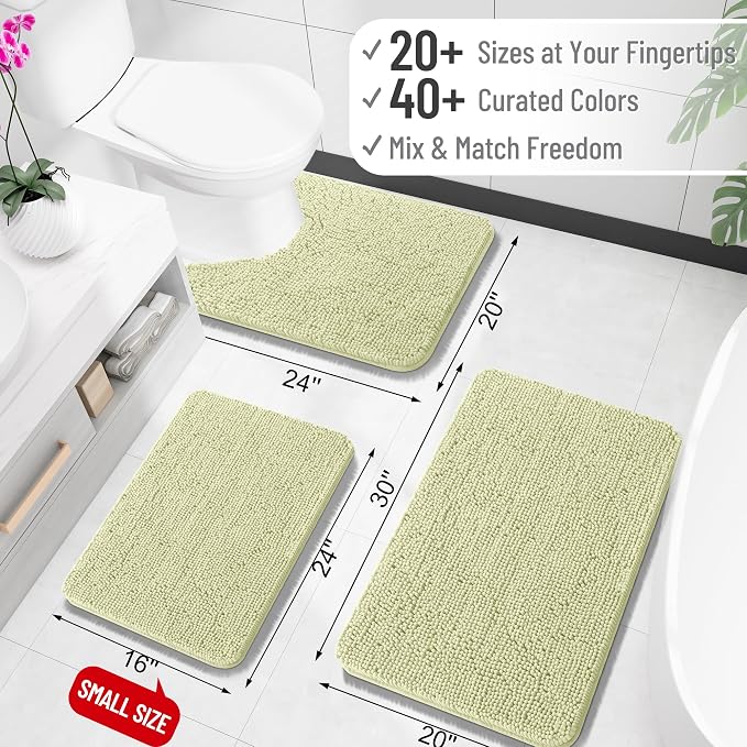 OLANLY Bathroom Runner Rugs 47x17, Soft Absorbent Chenille Bath Rugs, Rubber