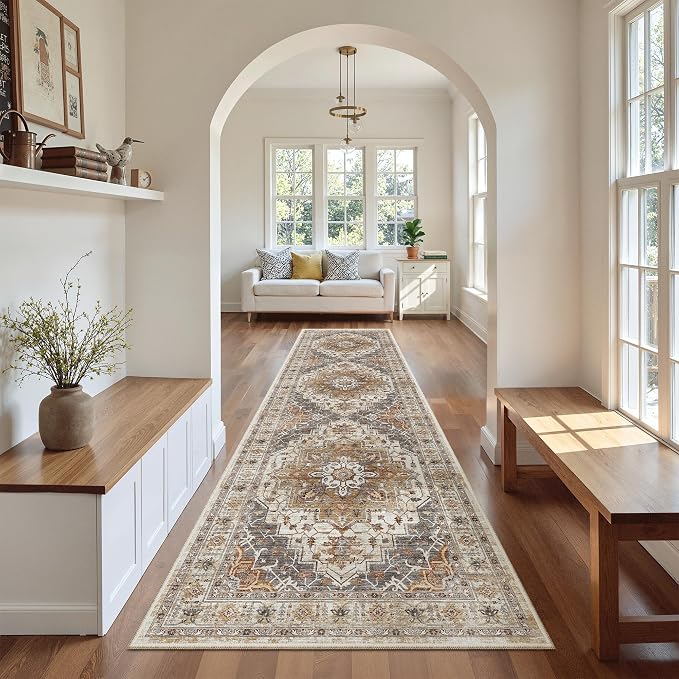 Madane Hallway Runner Rug 2'6''x10' Kitchen Runner, Non Slip Vintage Runners