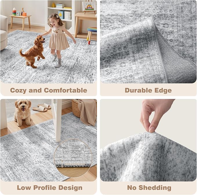 Washable Kitchen Rugs Sets of 2 Piece, Hallway Runner Rug Non-Slip
