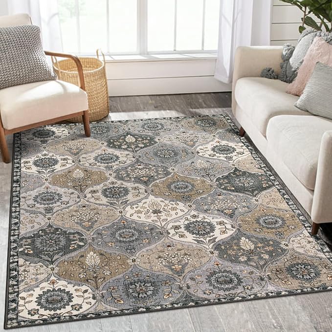 Lahome Moroccan Trellis Washable Area Rugs, 3x5 Rug