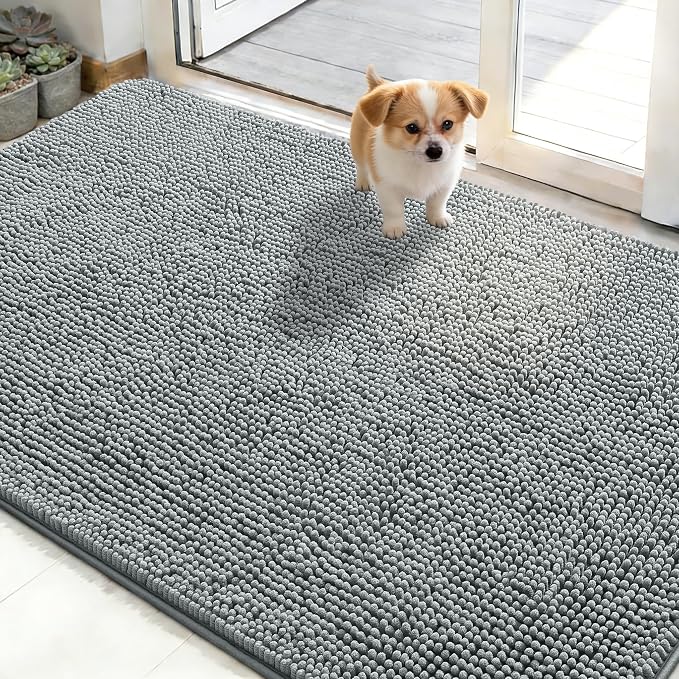 OLANLY Dog Door Mat for Muddy Paws 48x30, Absorbs Moisture and Dirt, Absorbent