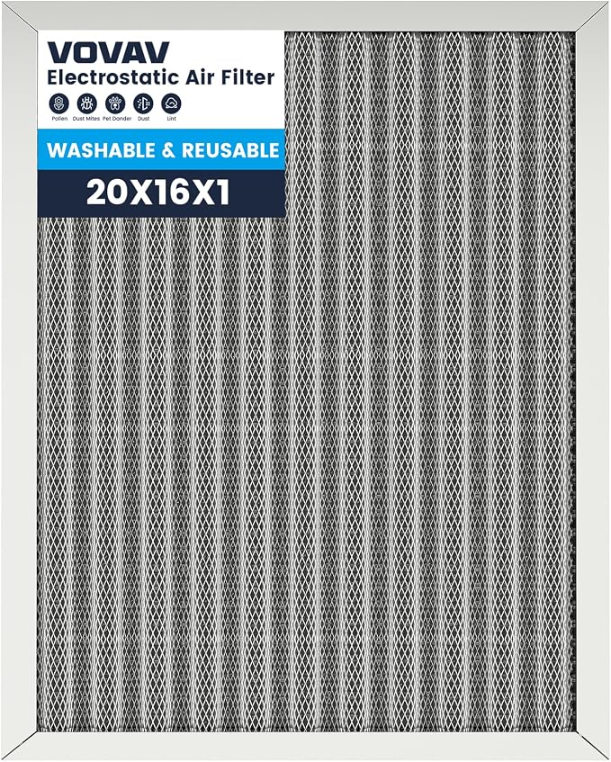 16x20x1 Air Filter-MERV 8, Washable & Reusable Electrostatic Air Filter