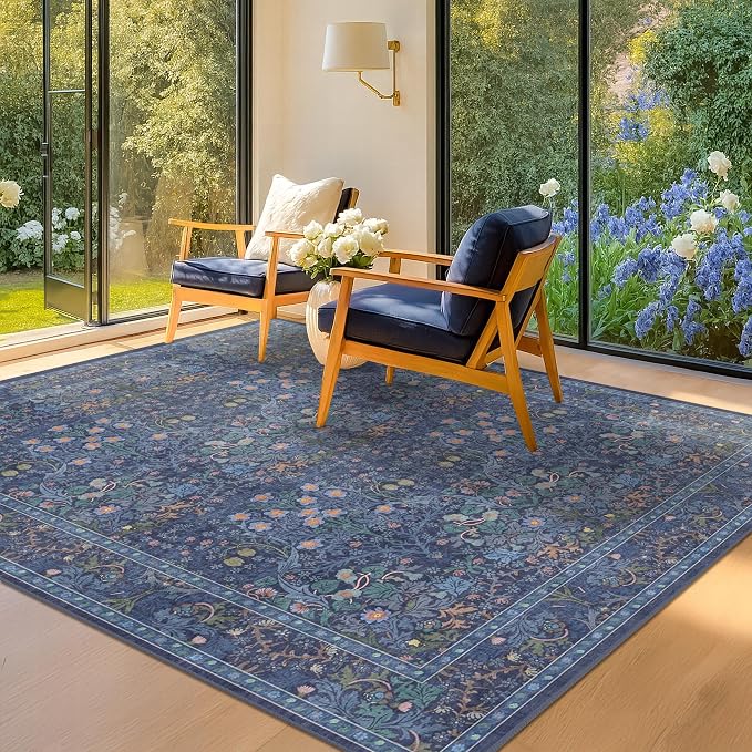 Dark Navy Blue Living Room Rug 5x7 Area Rug
