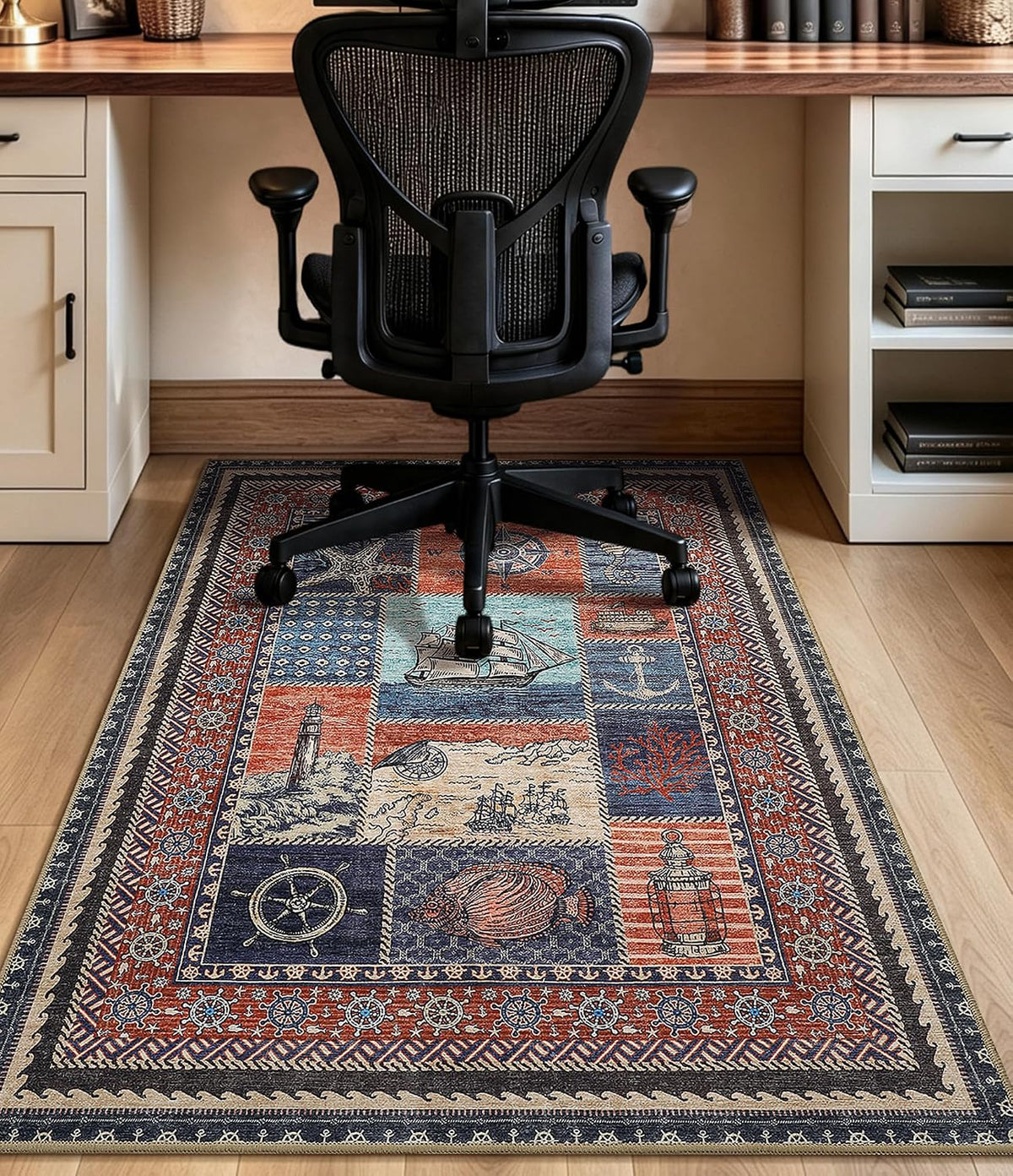 chakme Office Chair Mat for Hardwood Floor Non Slip 36"x48", Orange Ocean