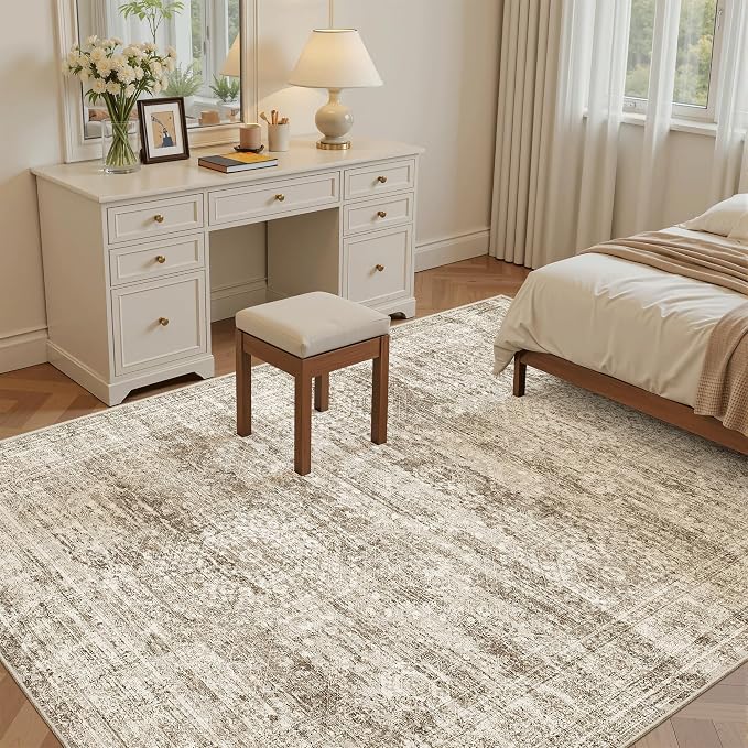 Soalmost 7x9 Area Rug for Living Room Washable Abstract Vintage Soft Thin