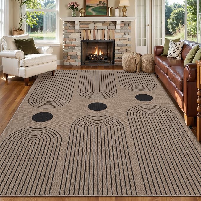 Tangsoo Modern Easy Jute Rug 5x7 Large Washable Area Rugs