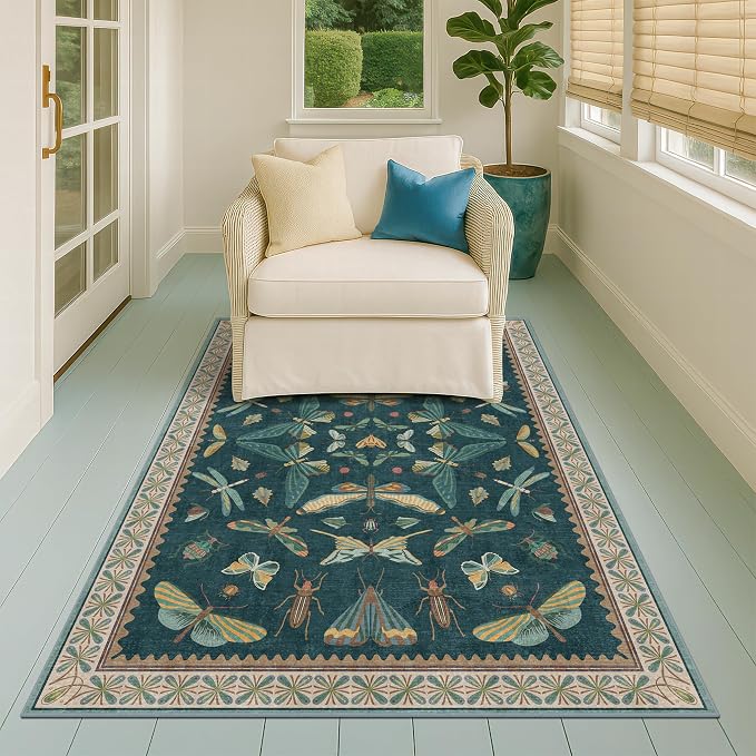 Dark Teal 4x6 Area Rugs for Door Mat Entrance