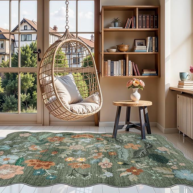 4x6 Living Room Area Rugs: Washable Farmhouse Nursery Kitchen Floral Rugs
