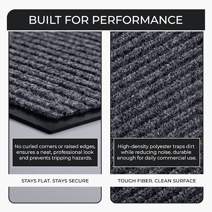 Heavy Duty Entry Mat 2' x 3', Low Profile Door Rug