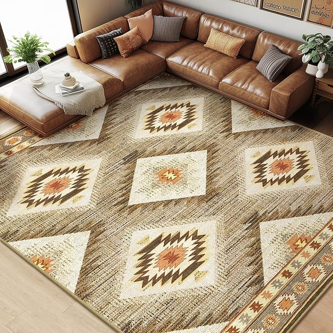 BESTSWEETIE Area Rug 9x12 Machine Washable Non-Slip Low Pile Print Pattern
