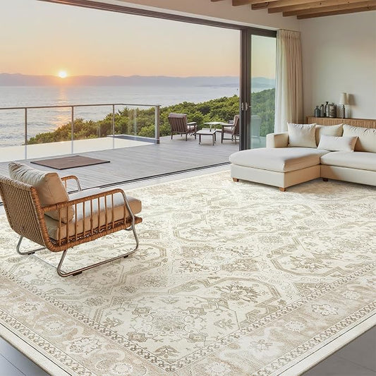 Soalmost Area Rug 10x12 Vintage Washable Living Room Large Carpet Non Slip