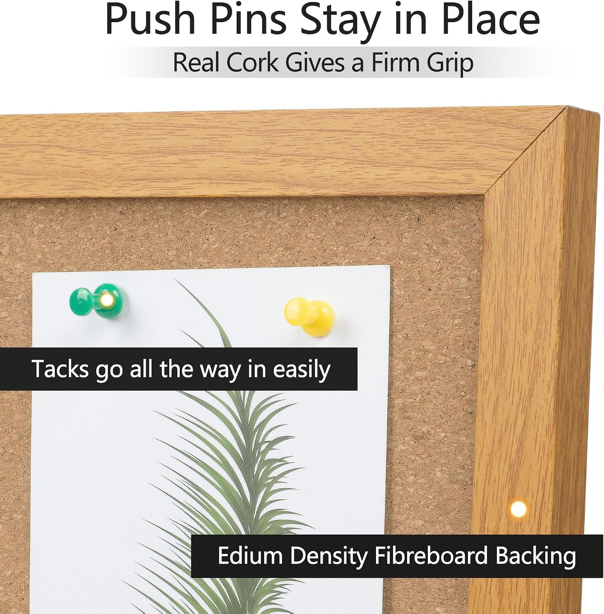 Cork Board Bulletin Board 20 x 30, Wood Framed Corkboard for Wall