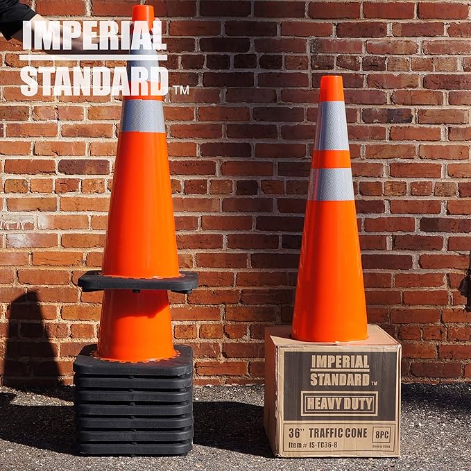 Traffic Cones - Safety Cones - 36" Orange Cones with 2 Reflective Collars - Construction Cones - Road Cones - Parking Cones - Street Cone (64 pack)