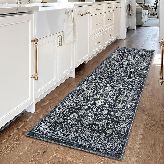 KILOCOCO Hallway Runner 2x6 Rug Runner Printed Vintage Floral Washable Kitchen