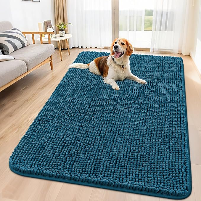Smiry Dog Door Mat for Muddy Paws 59x35, Absorbent Dirt Trapper, Non-Slip