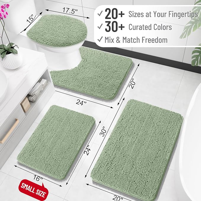 OLANLY Bathroom Rugs 30x18, Extra Soft Absorbent Chenille Bath Rugs, Rubber