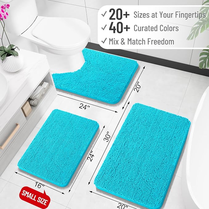 OLANLY Bathroom Rugs 35x24, Extra Soft Absorbent Chenille Bath Rugs, Rubber