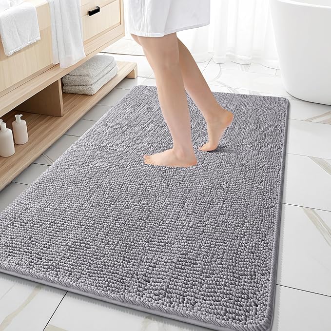 OLANLY Large Bathroom Rugs 59x35, Extra Soft Absorbent Chenille Bath Rugs