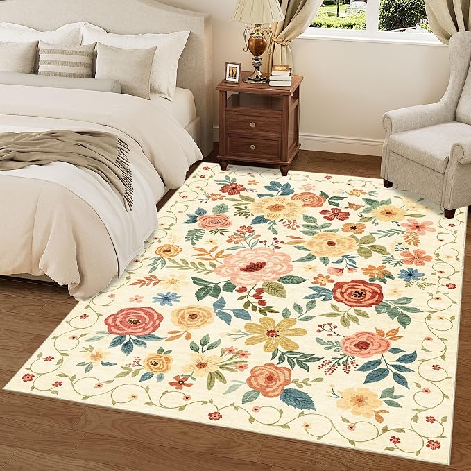 DUKINO 6x9 Area Rug, Floral Rugs