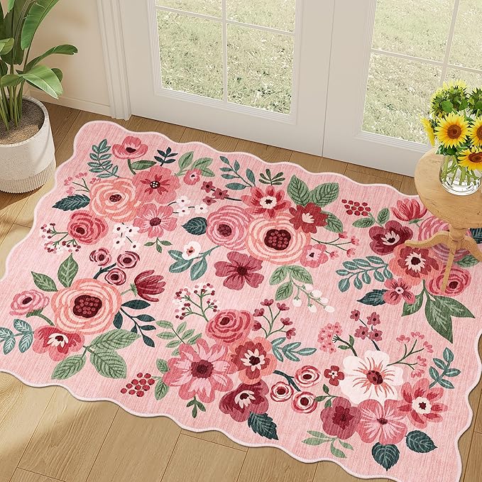 DUKINO 2x3 Entryway Rug, Floral Washable Indoor Door Mat