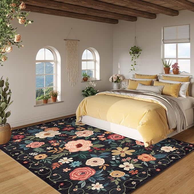 DUKINO 8x10 Area Rug, Floral Rugs