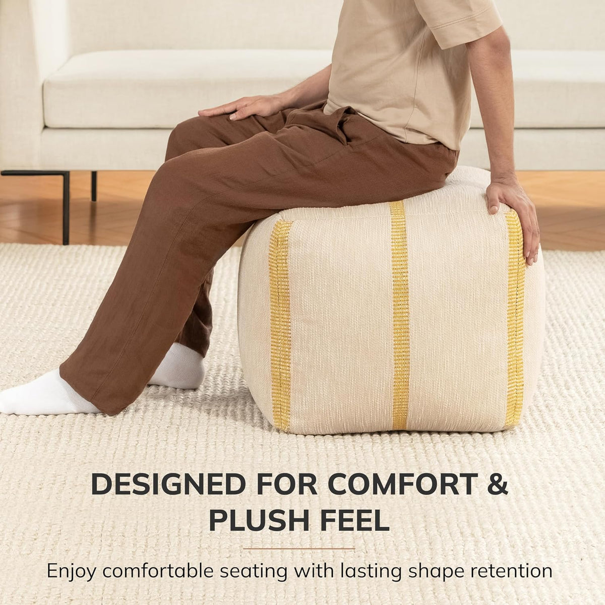 Anji Mountain 20" H x 20" W Handmade Pouf Ottoman for Living Room & Couch