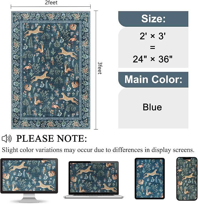 DUKINO 2x3 Rug, Washable Animal Rugs