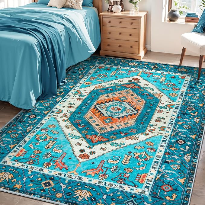 SERISSA Area Rug 3x5 Boho Blue Rugs