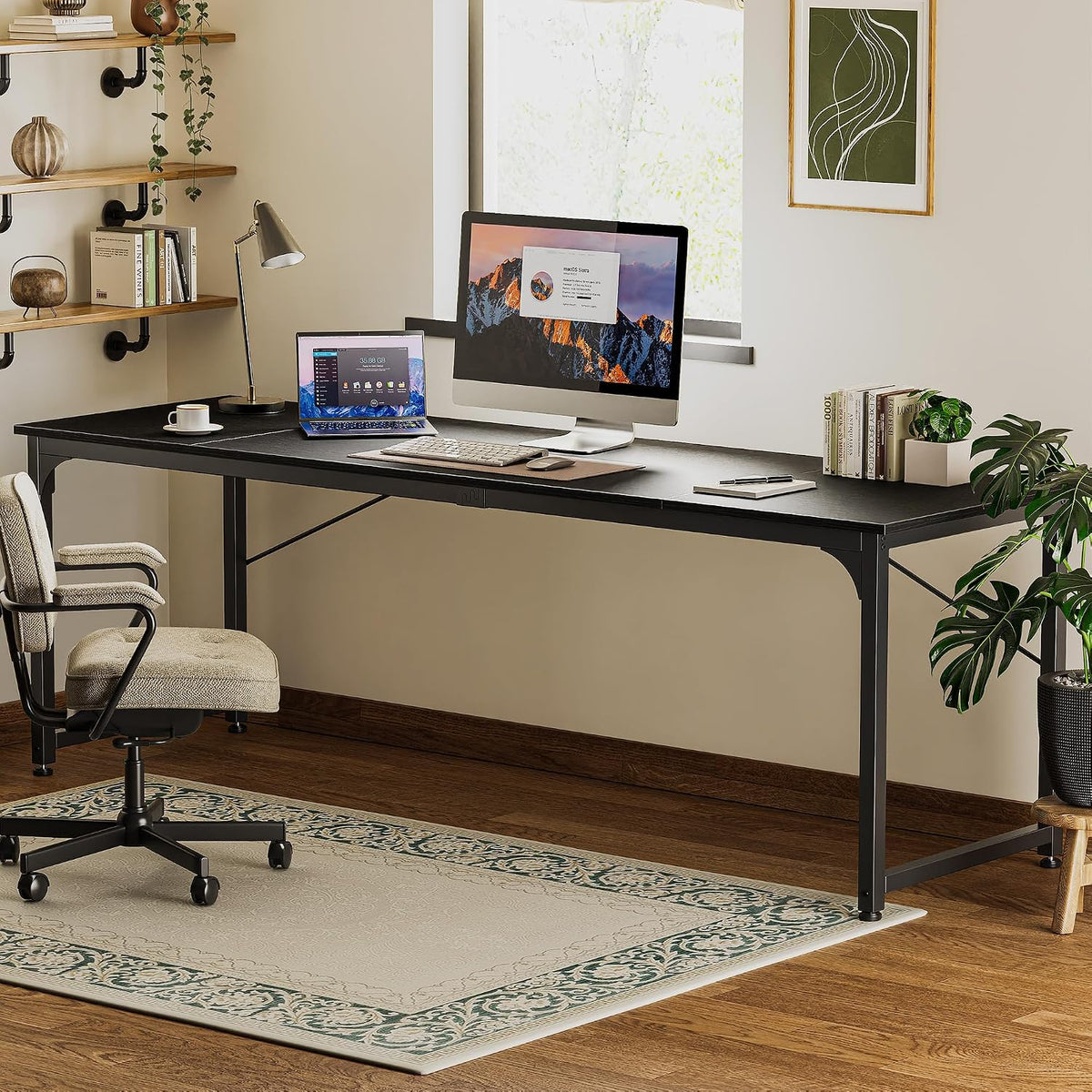 Huuger Computer Desk, 86.6 Inch Home Office Desk