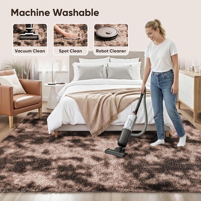 8x10 Area Rugs for Living Room Bedroom:Soft Fluffy Shag Upgrade Non-Slip High
