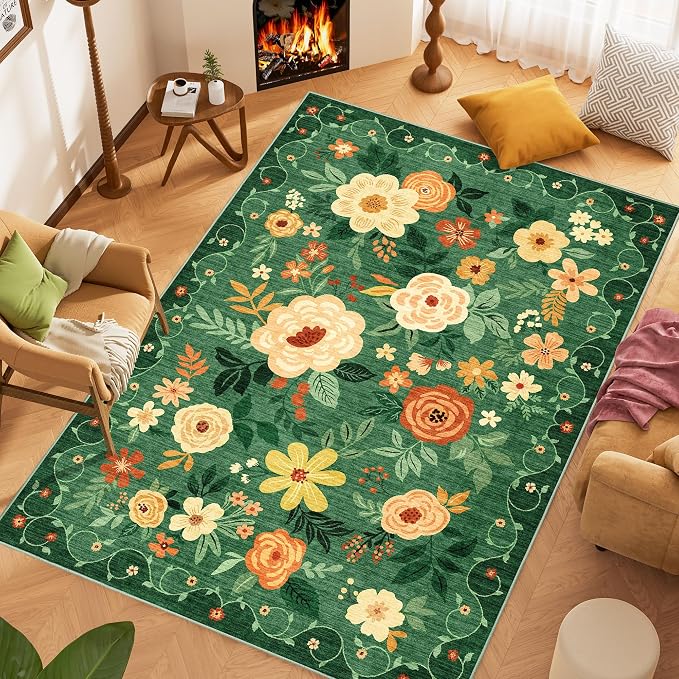 DUKINO 6x9 Area Rug, Floral Rugs